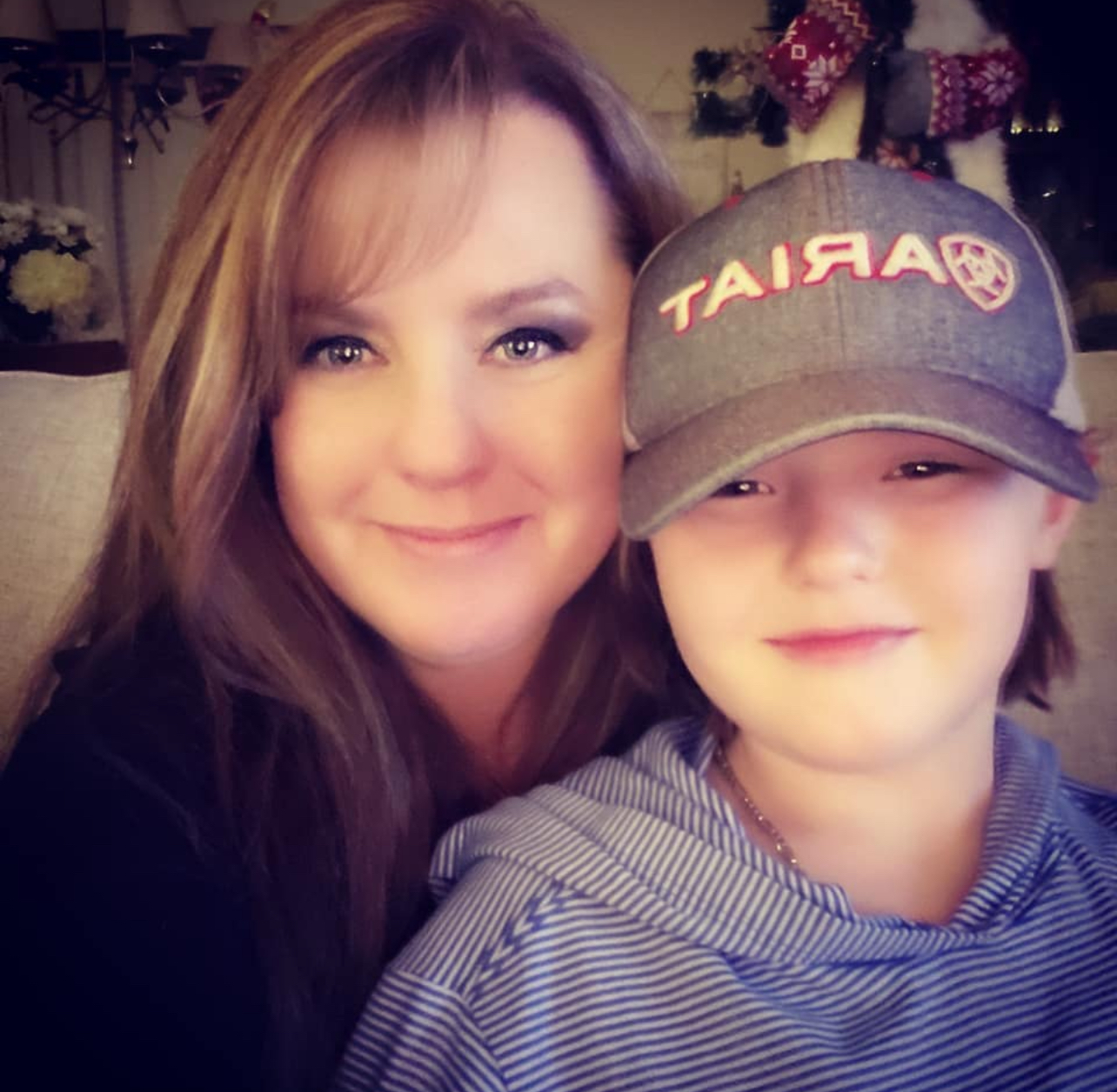 Kerri at home with her son Joshua